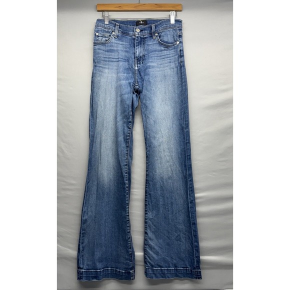 7 For All Mankind Denim - 7 for All Mankind Dojo - Wide Leg Distressed Authentic Light Size 28